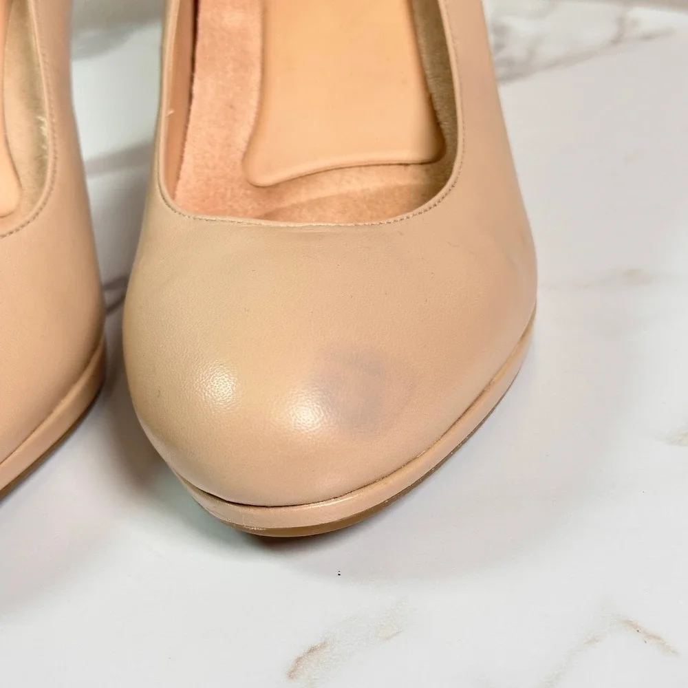 Naturalizer Michelle Nude Leather Comfort Pumps Heels Size 10W